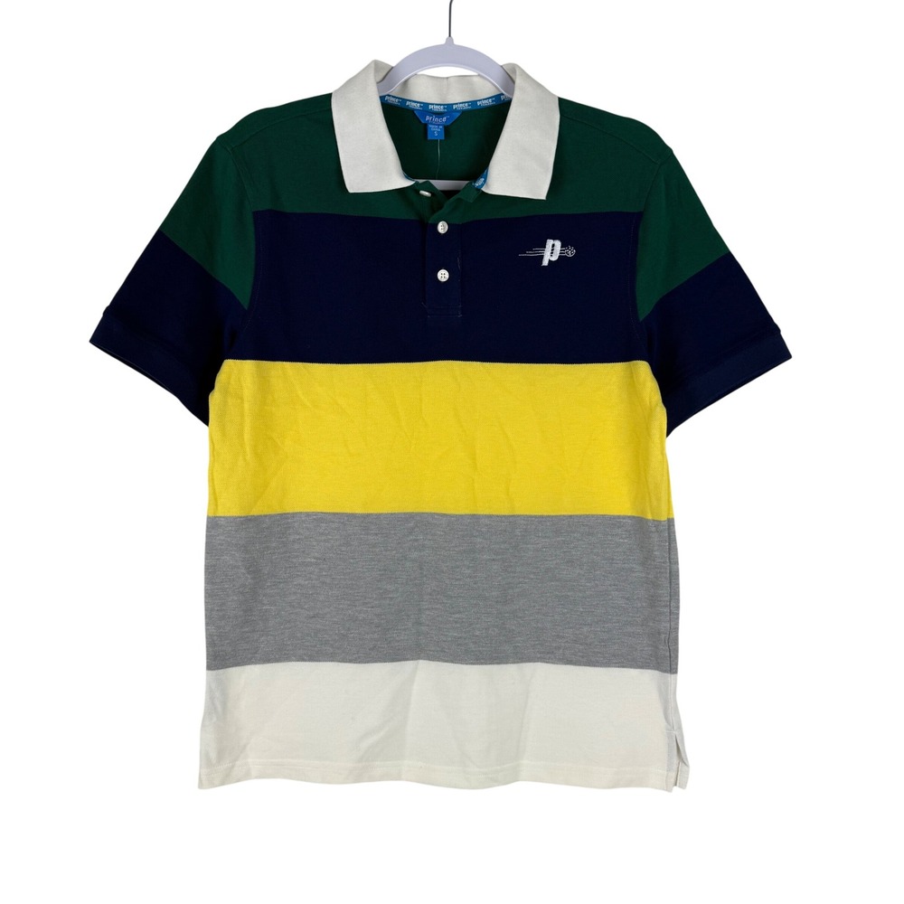 Prince Pickleball‎ Colorblock Polo Shirt Men Size S Evergreen Combo
